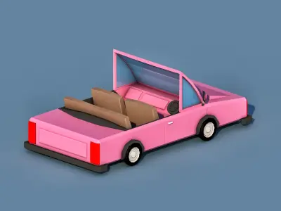 Cartoon Open Car Low-poly 3D model