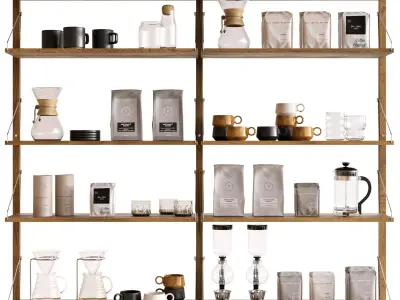 Coffee Shop Shelves Decoration for 3Dsmax Corona Renderer 3D model