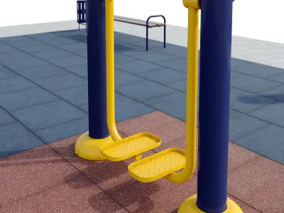 Sports ground with outdoor exercise trainers 3D model