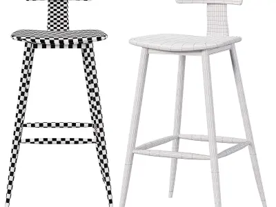 Semi bar chair ANT black 3D model