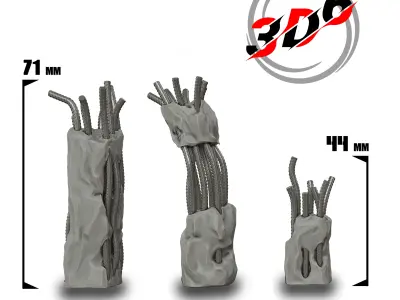 Damaged Concrete Column Metal Armature Scatter Terrain Warhammer Free 3D print model