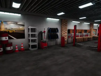 Car Garage Environment Low-poly 3D model