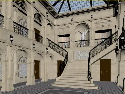 European-style court style 3D model