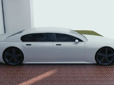 BLENDER EEVEE Brandless Extended Wheelbase 4 door sedan Low-poly 3D model