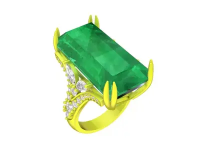 7042 luxury emeral diamond women ring 3D print model