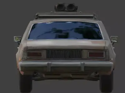 Wasteland Weathered Sedan 3D Model Low-poly 3D model