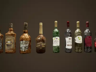 Abandoned Bottles - PBR Game Ready Low-poly 3D model
