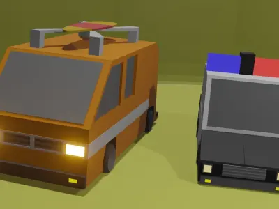 low poly 3d van n car bender 3d free Free 3D model
