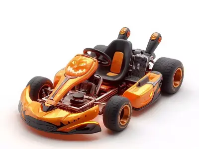 High Performance Jack O Lantern Racing Kart 3D Model Spooky  Low-poly 3D model