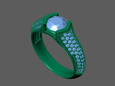 Womens Rings With Stone Ring Ready STL 3DM Models Rings women 3D print model