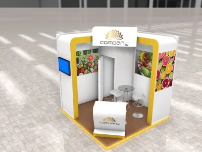 Exhibition Stand Booth stall 3x3m Height 330cm 2 Sides Open 3D model