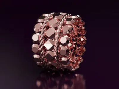 rhombus and half sphere Ring N2 Free 3D print model