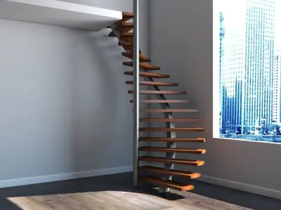 Spiral staircase 01 3D model