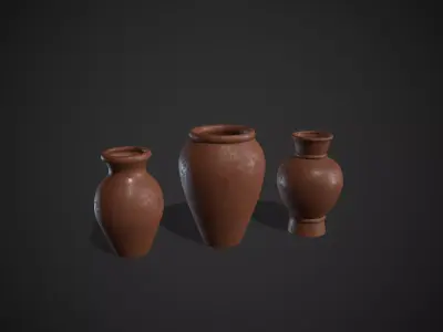 Clay Pots Vase Low-poly 3D model
