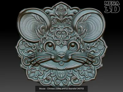 12 Chinese zodiac animals Basrelief Pack 240703 3D Model Collection