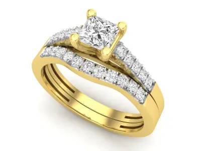 AV 650 Diamond Ladies Bridal Engagement Ring Set 3D print model