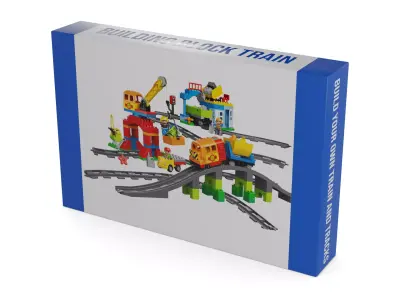 Cars and action games Building Block Train Low-poly 3D model