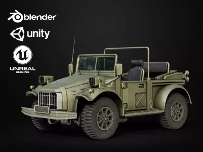 Military Jeep Army Game Ready Low-poly 3D model