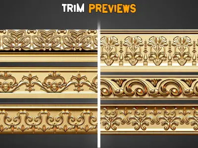 50 Ornaments Trim Brushes   Vol 40 Low-poly 3D model