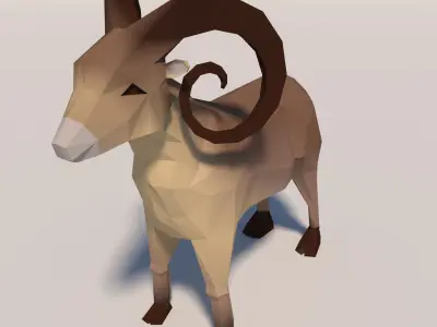 Game Ready Low-Poly Goat polygonal sheep Low-poly 3D model