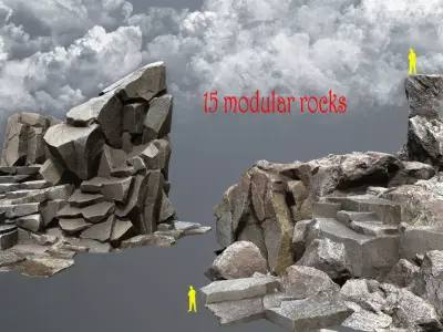 cliff rocks Low-poly 3D model