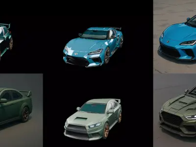 Sport Car bundle 2 pack 100 glb 3D model