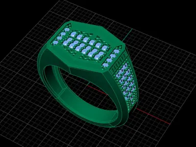 Print Ready STL 3DM  Gents Rings Diamond Men Ring  3D print model 102