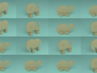 Wooden toys 3D Model Pack