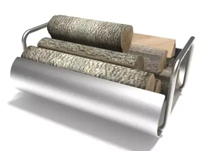 Fireplace utensils and wineglasses 3D model