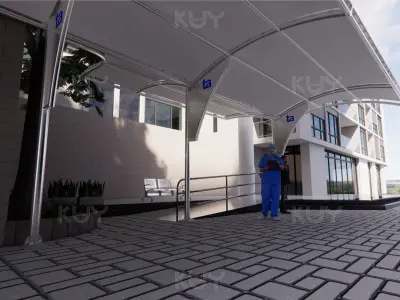 Roof structure for car parking and walkways 3D model