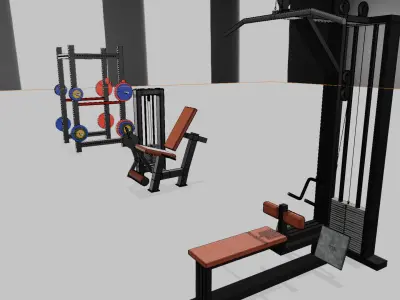 20 PCS GYM MACHINES FITNESS EQUIPMENT Low-poly 3D model