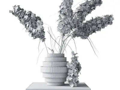 Black Vase with Pampas 3D model