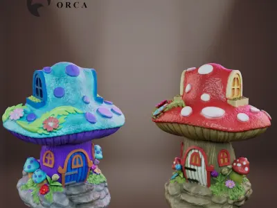 FANTASY MUSHROOM HOUSE DECORATION 3D print model