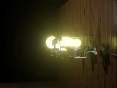 Lantern 3d light on wooden wall Low-poly 3D model