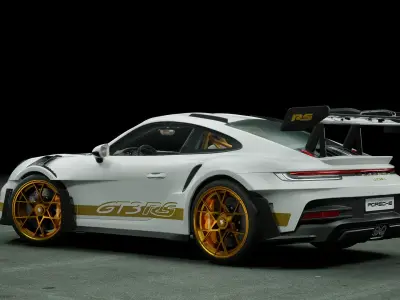 Porsche 911 992 GT3 RS White Gold Low-poly 3D model