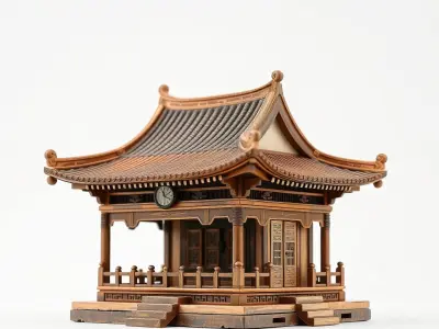 Traditional Japanese Temple D Model Pack Low-poly 3D model