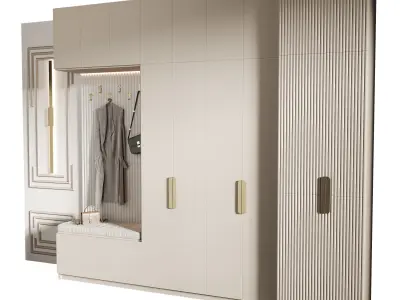 Hallway area with a minimalistic hanger 4 3D model