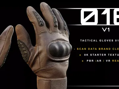 Tactical Gloves 016 v1 Low-poly 3D model