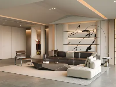 Modern living room 3D model  3D model