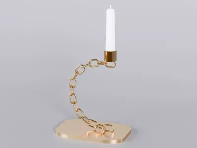 Alphabet C Chain Bronze Candleholder 3D Model True 4K PBR Render Low-poly 3D model