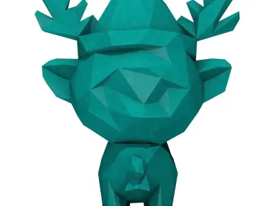 Cartoon Christmas Reindeer Low Poly 3D print model