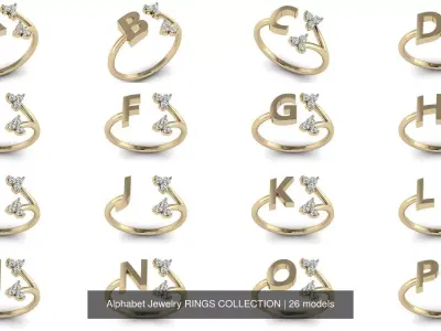 Alphabet Jewelry RINGS COLLECTION 3D Model Pack