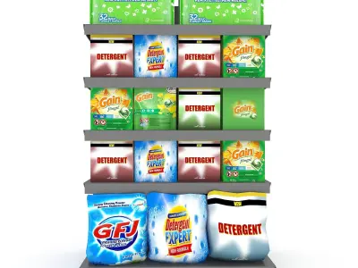 cleaning product market stand 07 Low-poly 3D model
