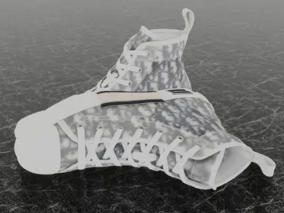 DIOR B23 HIGH TOP CANVAS OBLIQUE 3D SHOES SNEAKERS 3D model