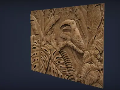 Tropical Forest Wall decor for CNC 3D Print STL 3D print model