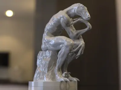 the thinker reptile sculpture 3D model