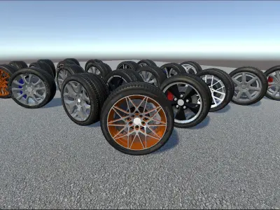 Realistic Wheel Pack Low-poly 3D model