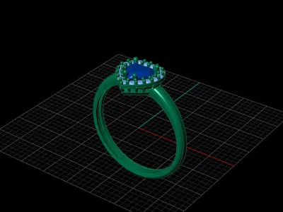 STL 3DM Print Ready Women Diamond Ring Lightweight Printable  3D print model 57