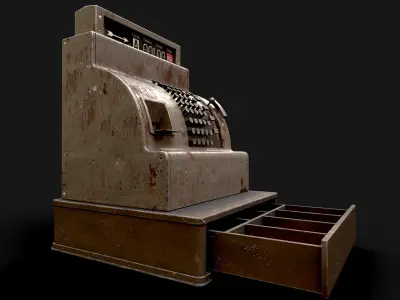 Antique Cash register Low-poly 3D model