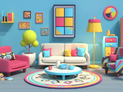 Stylized Living Room 3D model